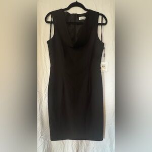 Calvin Klein Black Sleeveless Cowl Neck Sheath Dress | NWT